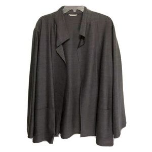 Max Mara Wool Suit Blazer Open Front Cardigan Jacket Charcoal Gray Italy 46